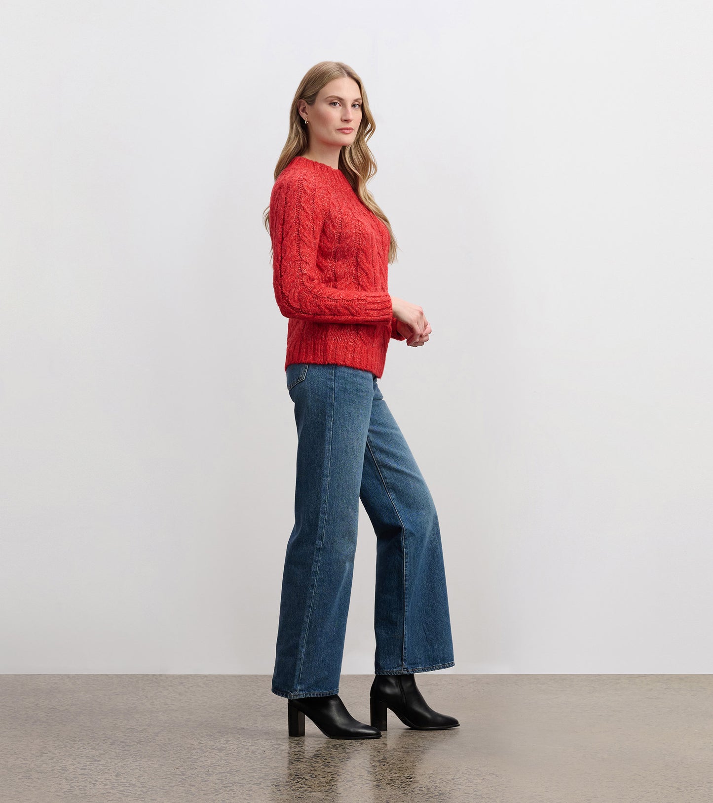 Dylan Cable Knit Sweater - Red