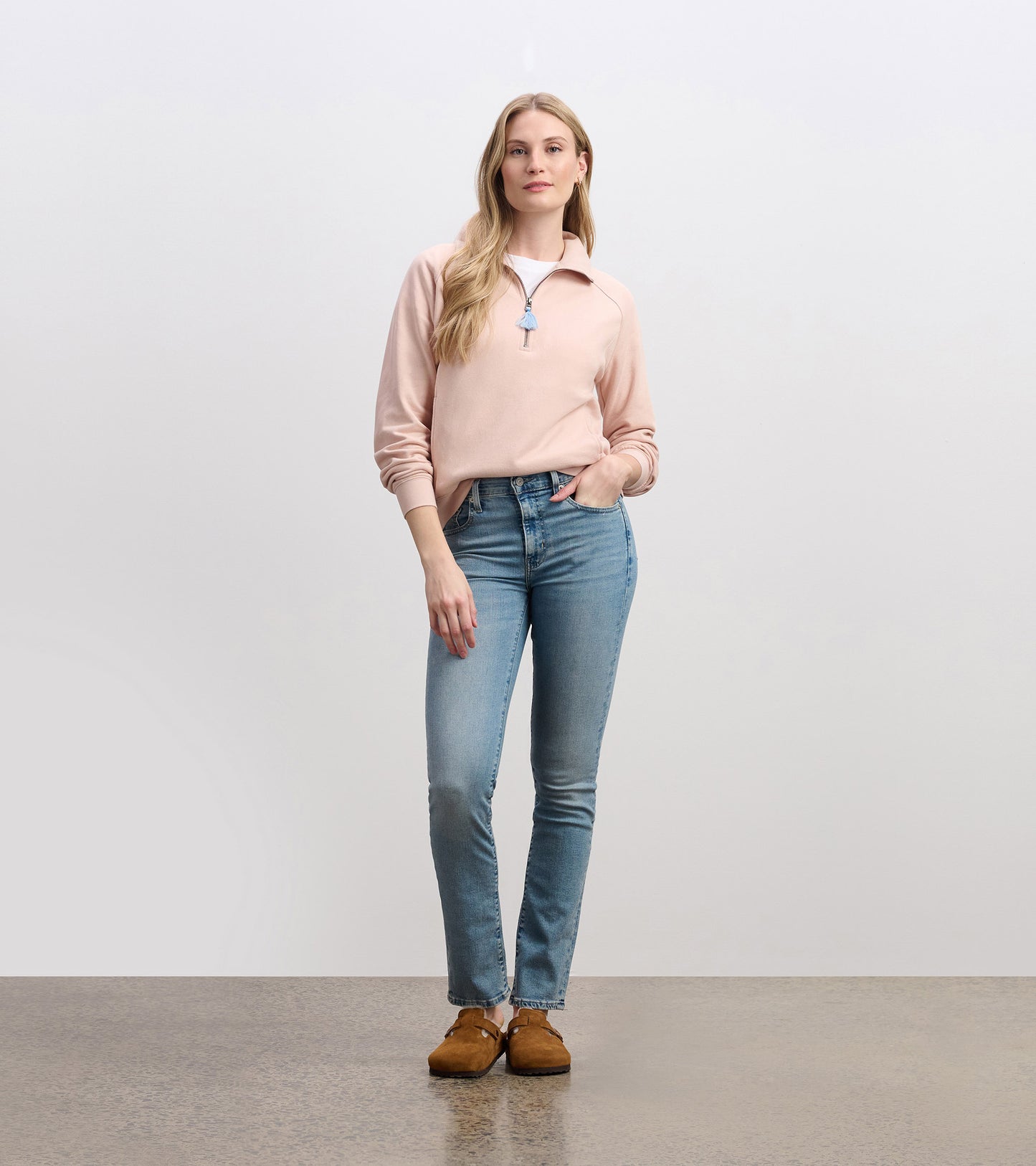 Mock Neck Pullover - Pink