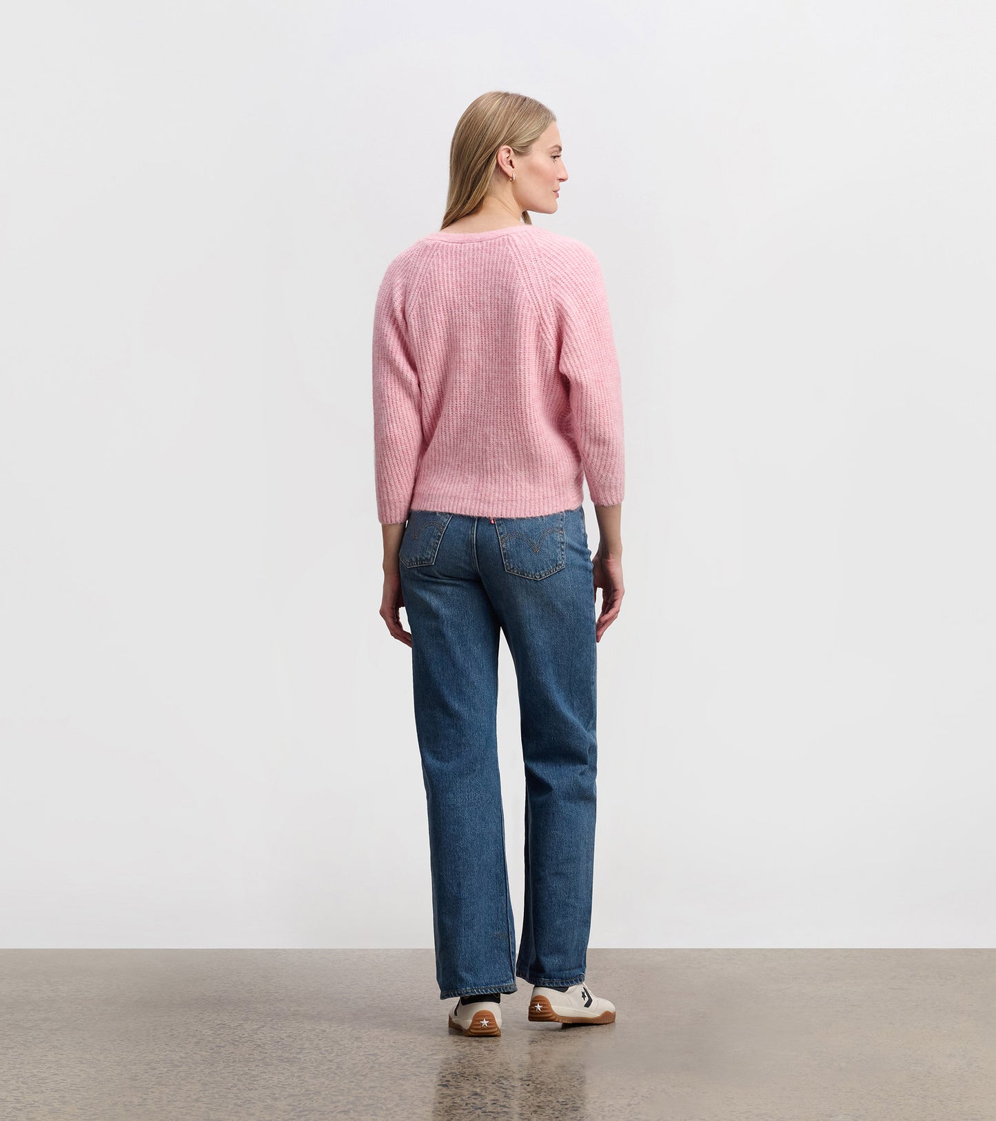 Pull à devant croisé pour femme – Rose pastel