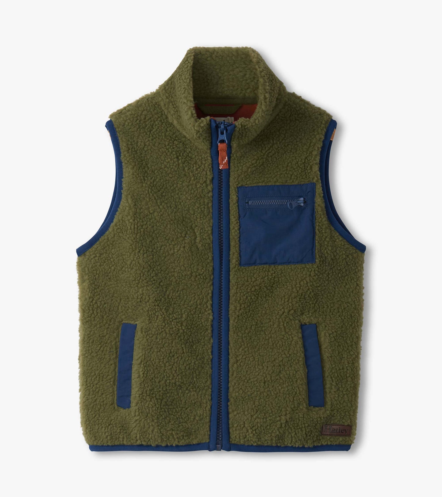 Gilet en faux sherpa pour garçon – Vert loden
