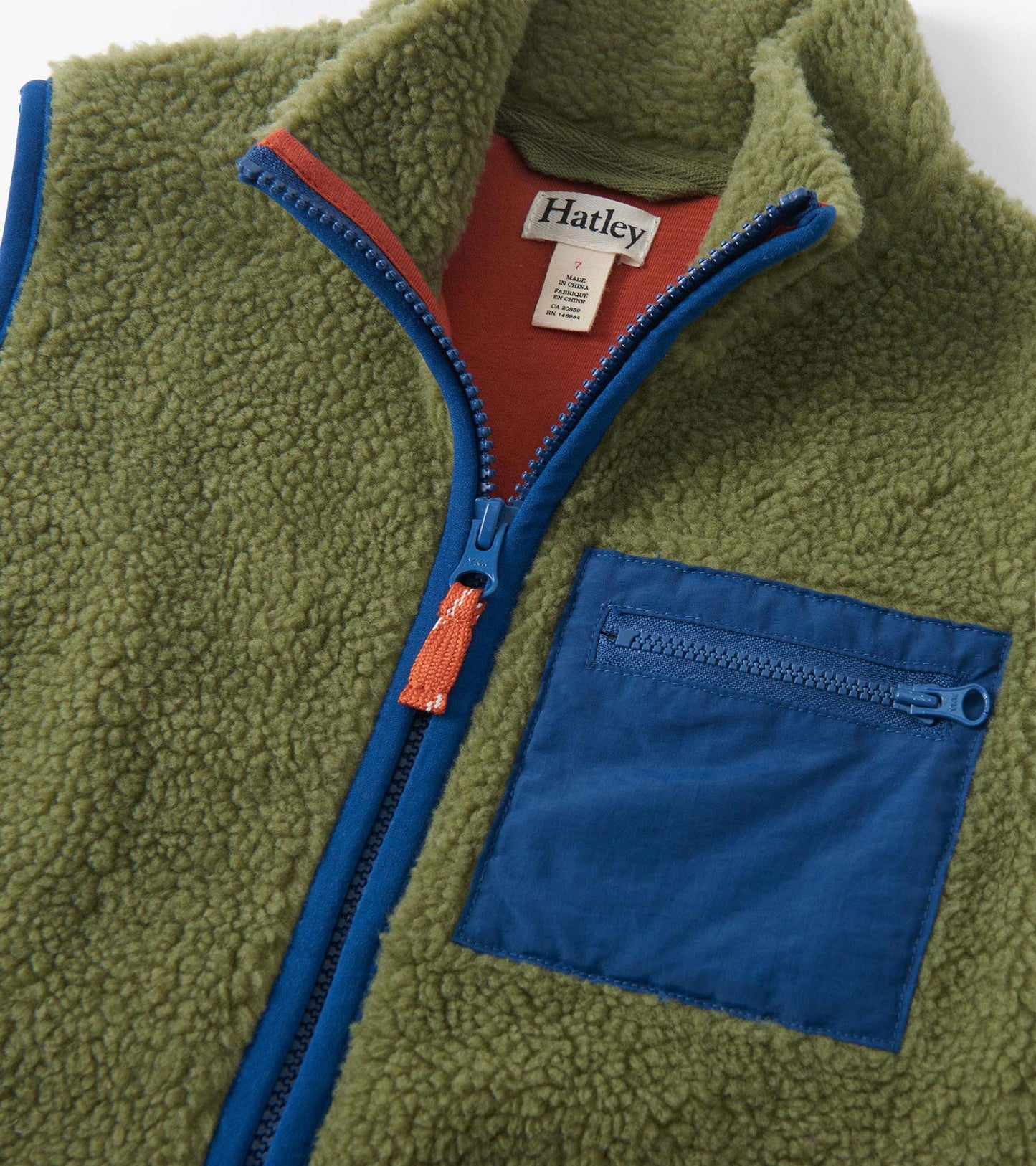 Gilet en faux sherpa pour garçon – Vert loden