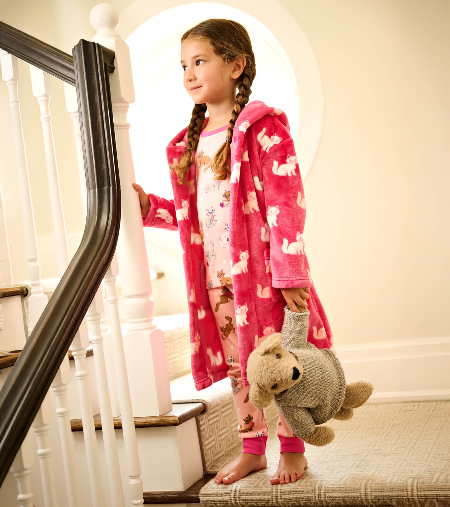 Girls Little Kitties Fuzzy Fleece Robe