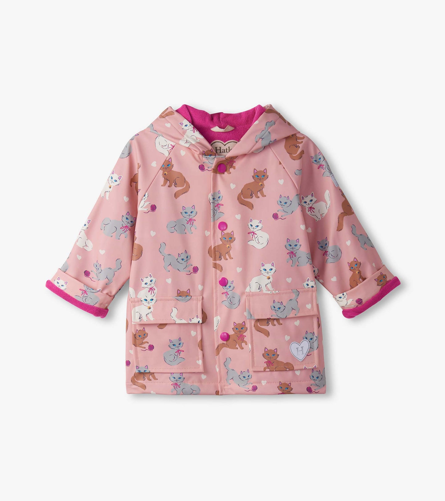 Baby & Toddler Girls Little Kitties Button-Up Rain Jacket