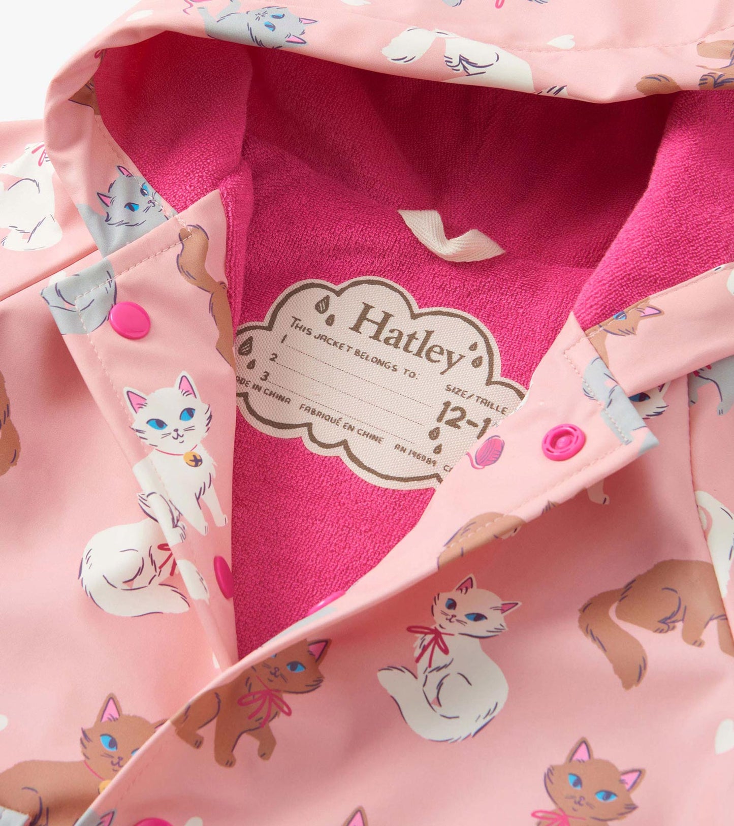 Baby & Toddler Girls Little Kitties Button-Up Rain Jacket