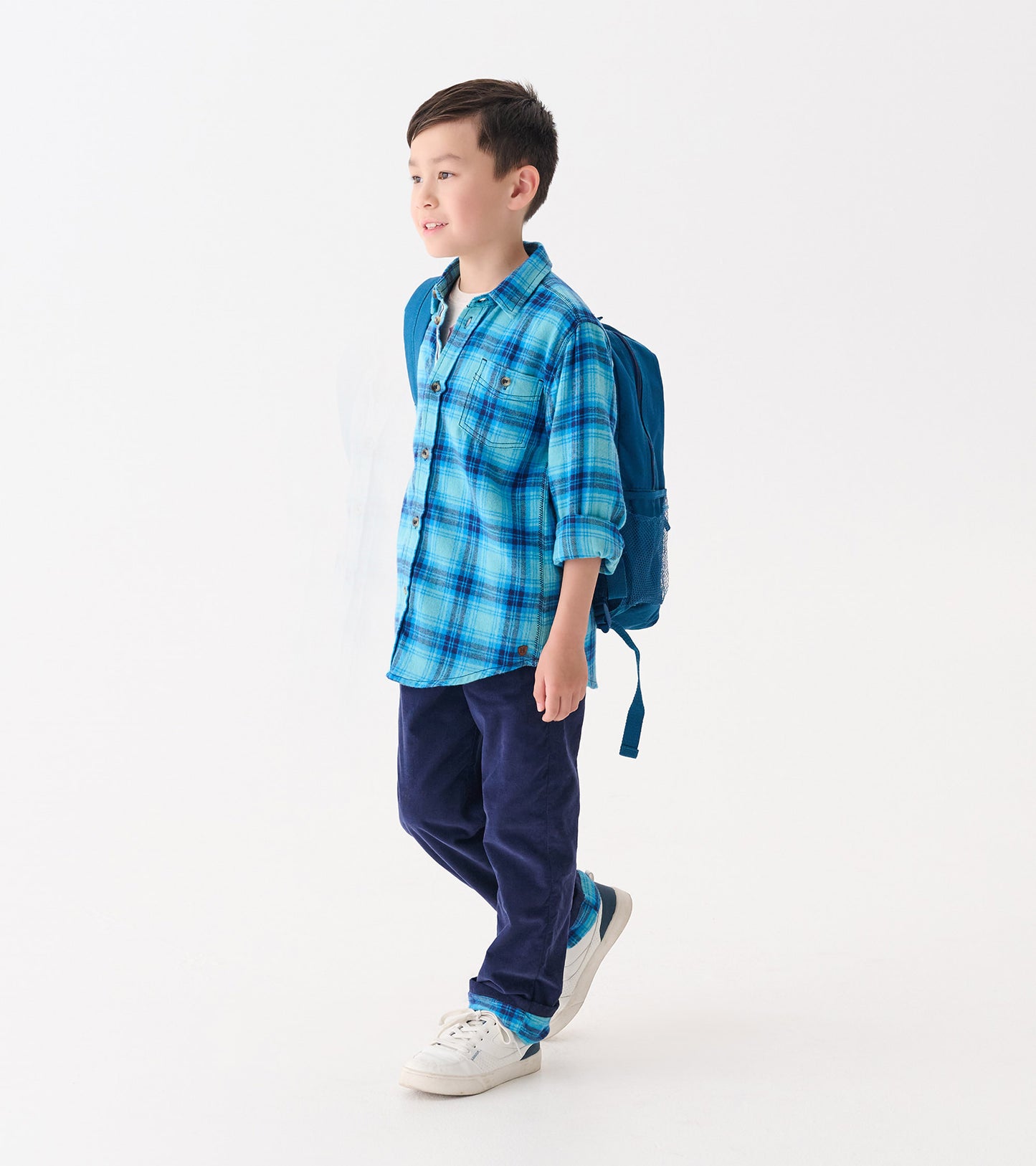 Pantalon en velours côtelé doublé à enfiler pour garçon – Bleu patriote