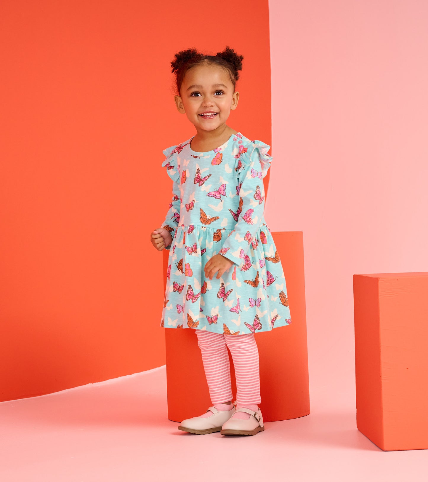 Robe à volants et son legging – Papillons et rayures