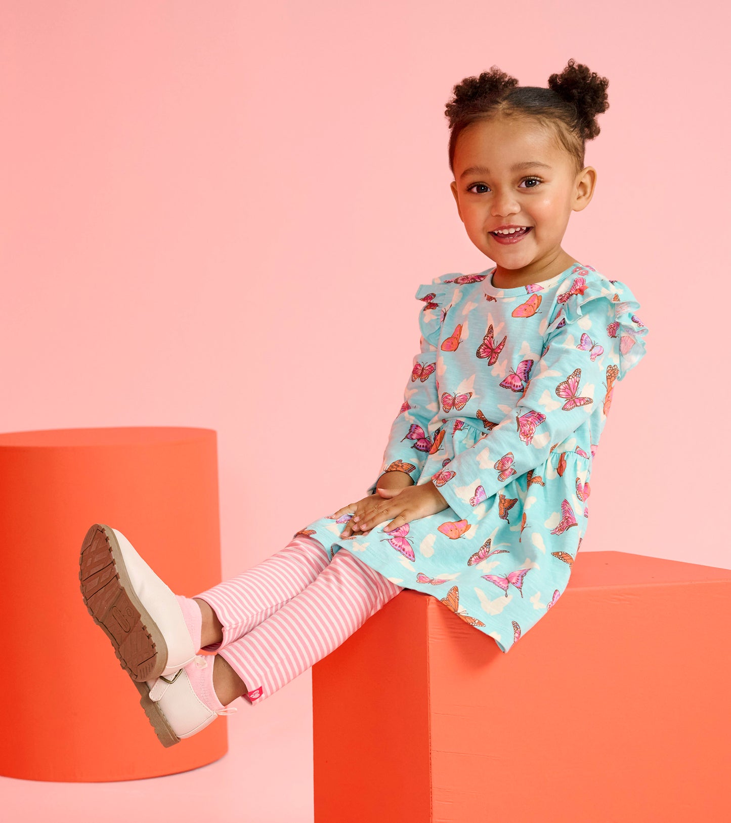 Robe à volants et son legging – Papillons et rayures