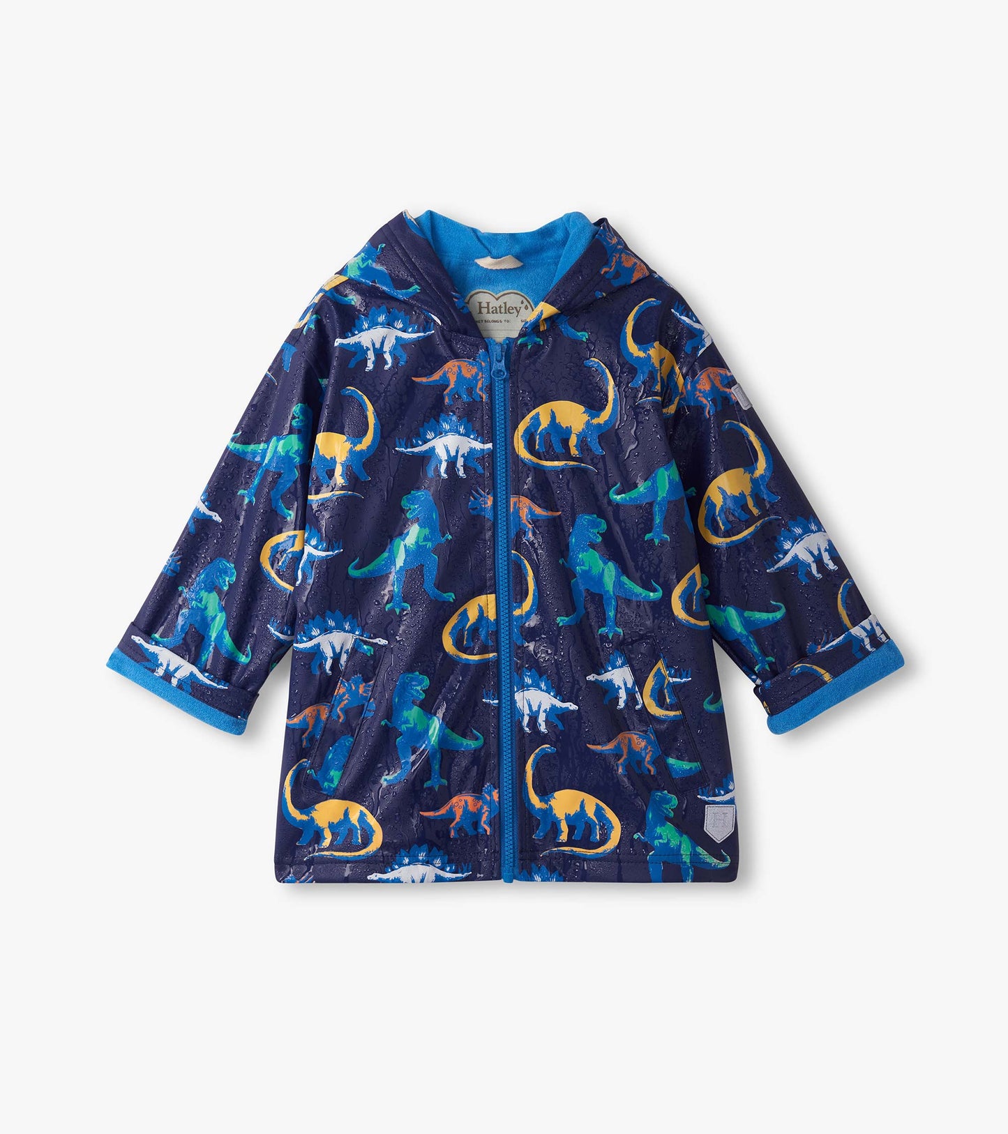 Boys Painted Dinos Colour Changing Zip-Up Rain Jacket