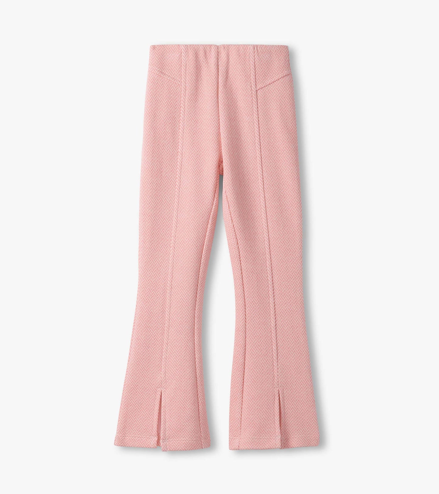 Pantalon à pattes d’éléphant pour fille – Chevrons rose flamant