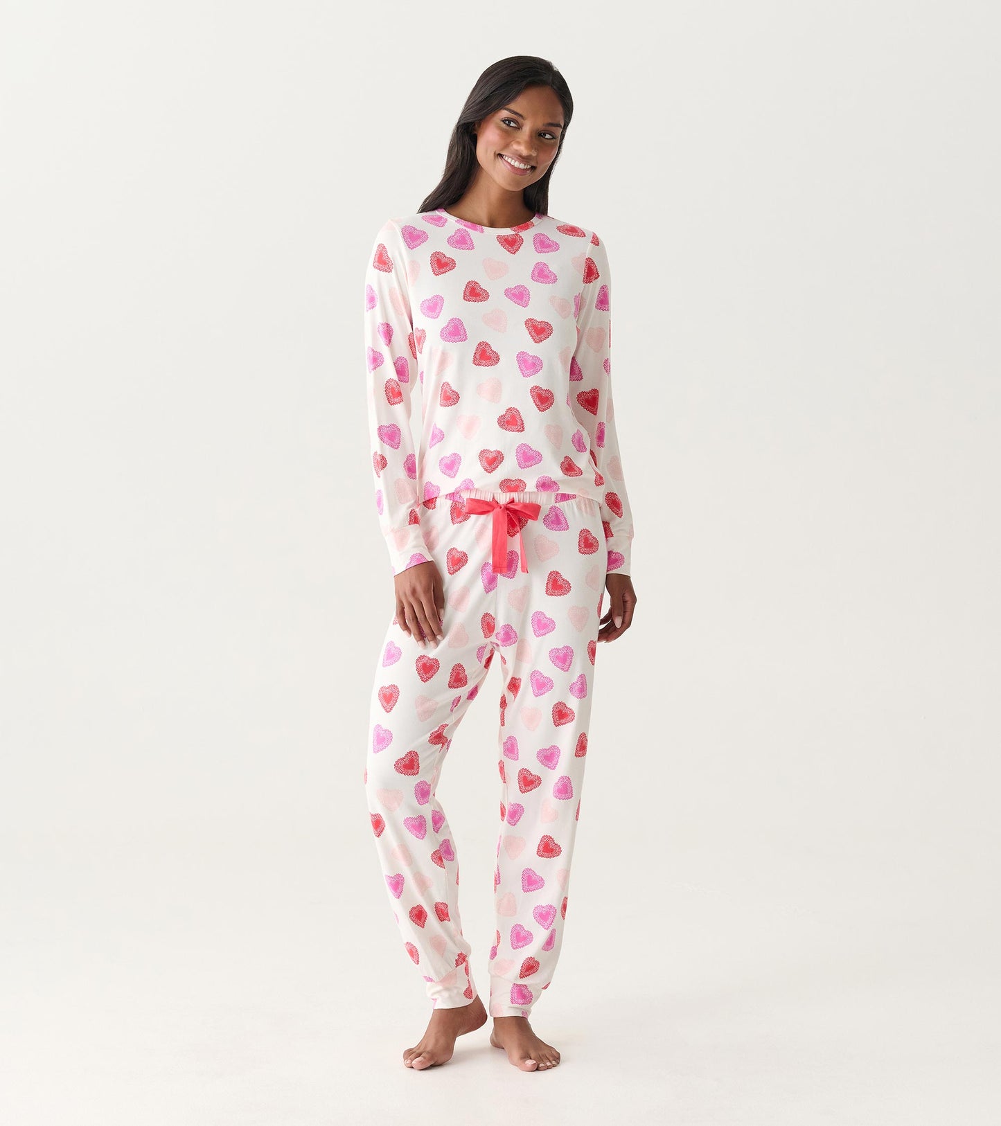 Women's Cut Out Hearts Bamboo Pajama Set