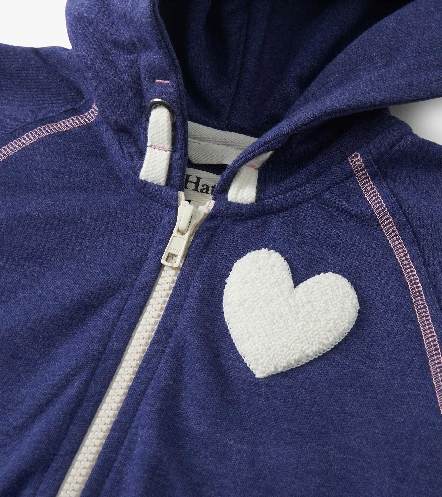 Veste à capuchon et à fermeture à glissière pour fille – Bleu patriote