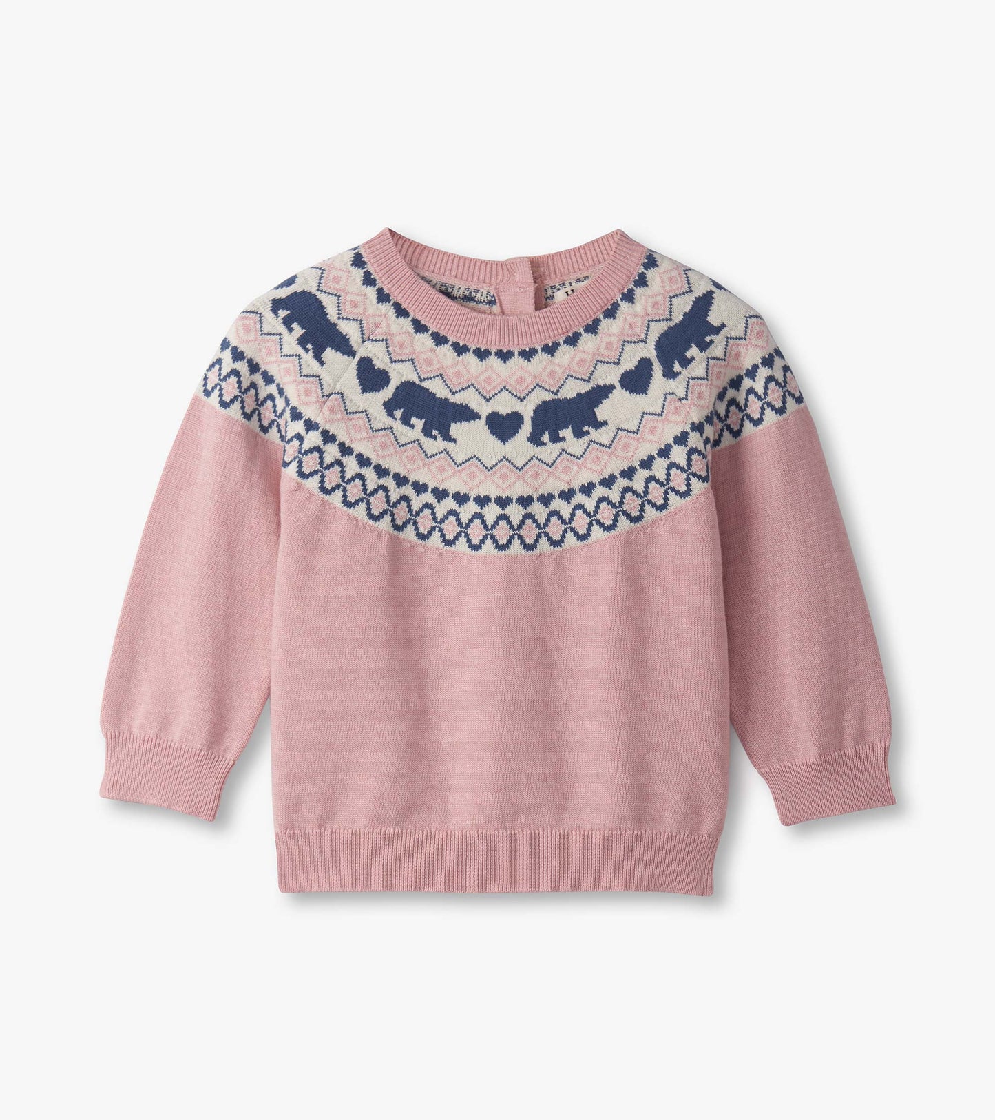 Ensemble molletonné à enfiler pour bébé fille – Ours sur fond rose