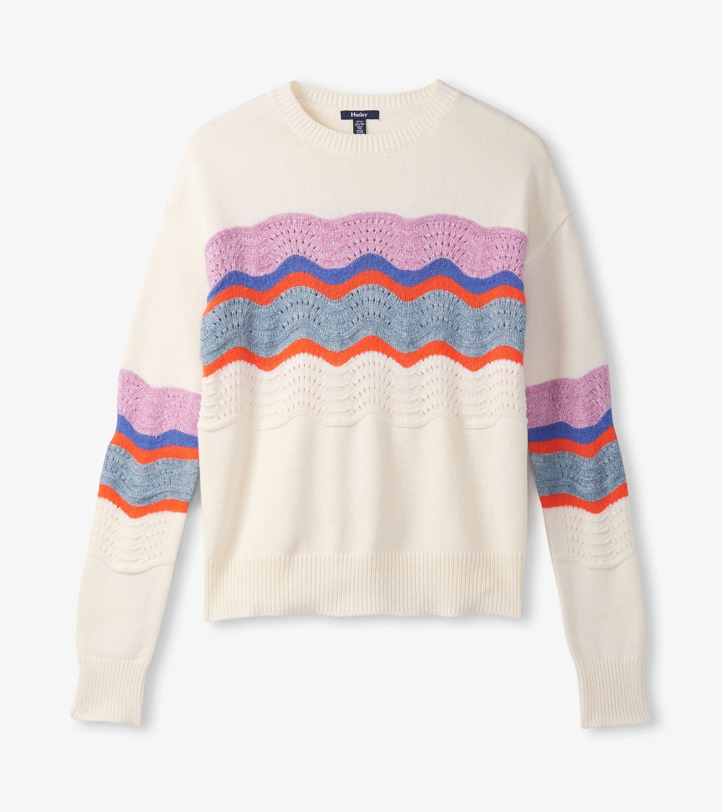 Pointelle Wave Sweater - Summer Sky Ripple