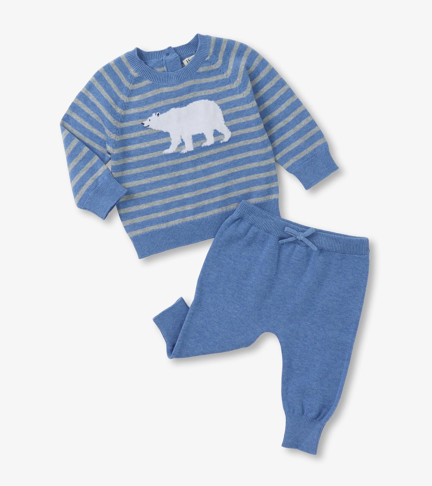 Ensemble molletonné à enfiler pour bébé garçon – Ours polaire sur fond bleu