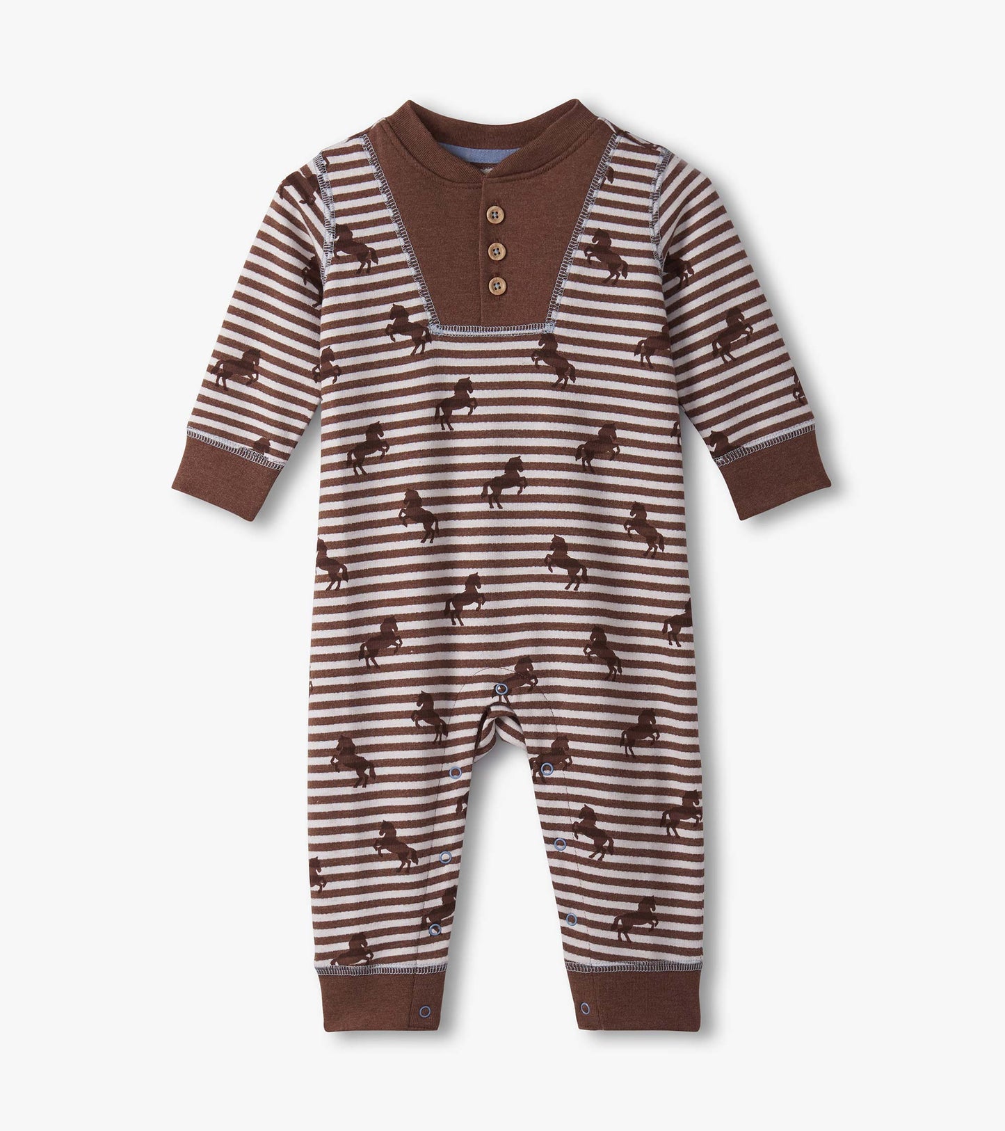 Baby Boys Ranch Horses Button Yoke Romper