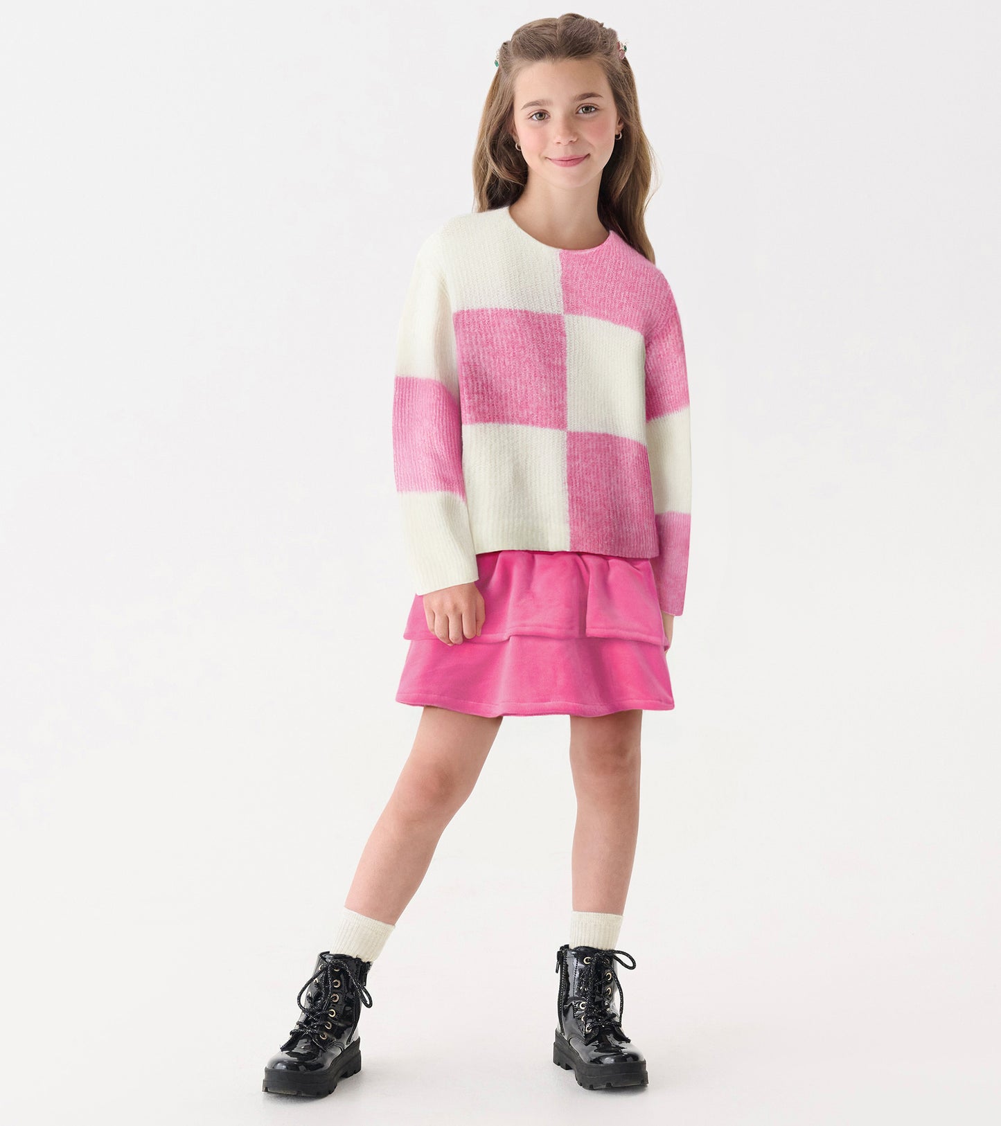 Girls Raspberry Rose Velour Skirt