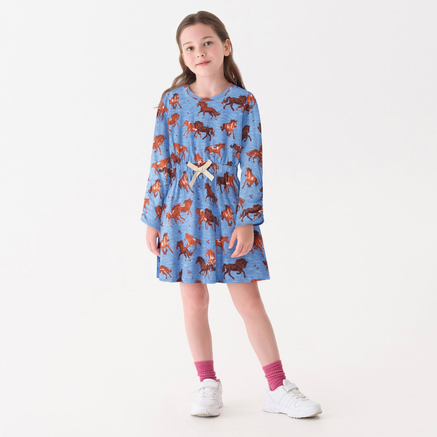 Girls Tinsel Horses Cinched Waist Dress
