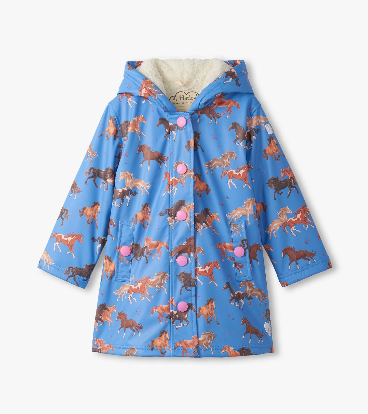 Girls Tinsel Horses Sherpa Lined Button-Up Rain Jacket