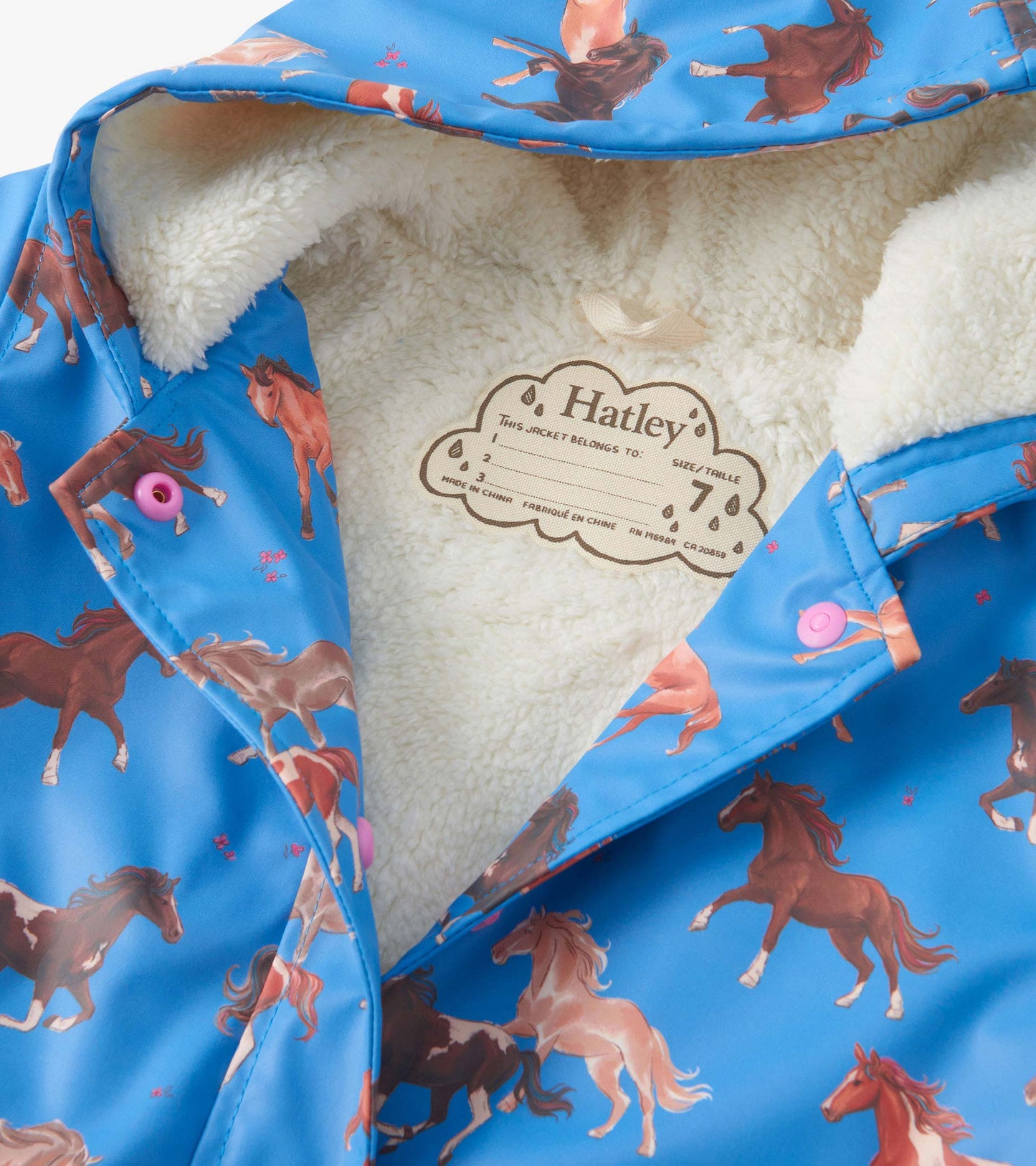 Girls Tinsel Horses Sherpa Lined Button-Up Rain Jacket