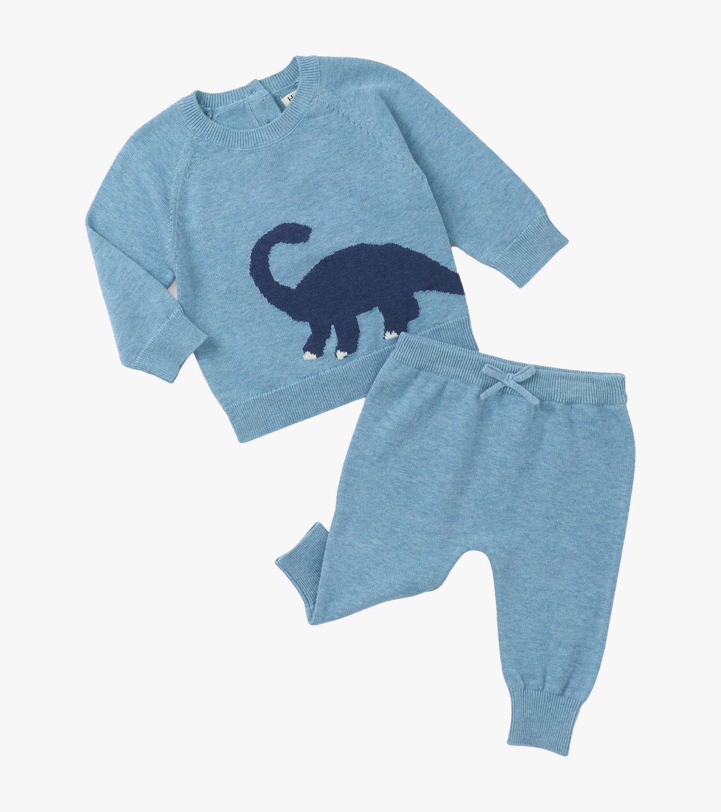 Ensemble molletonné à enfiler pour bébé garçon – Dinosaure sur fond bleu