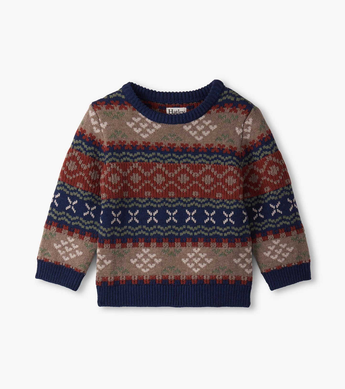Tricot ras-de-cou – Motif fair isle rétro
