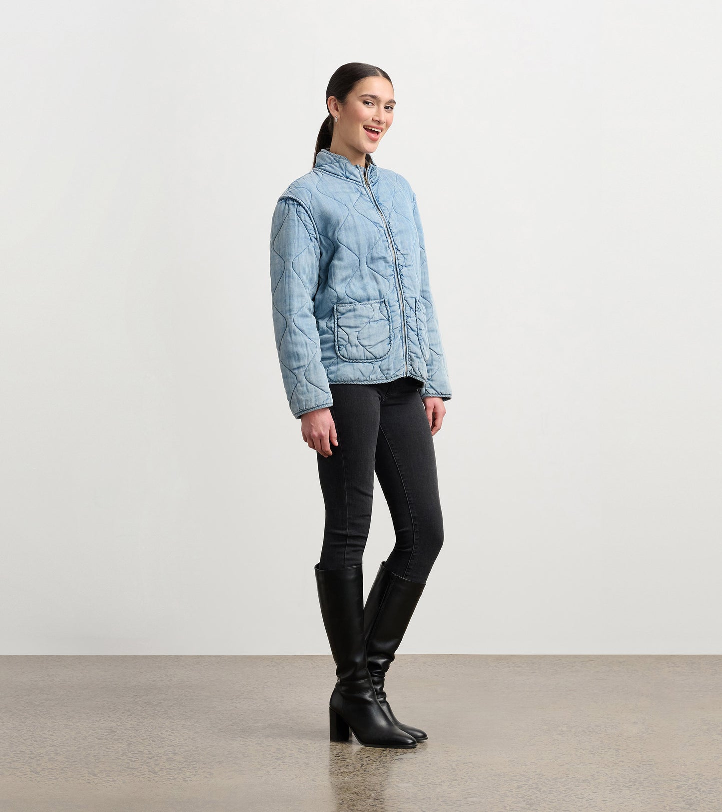 Quilted Tencel Jacket - Washed Blue