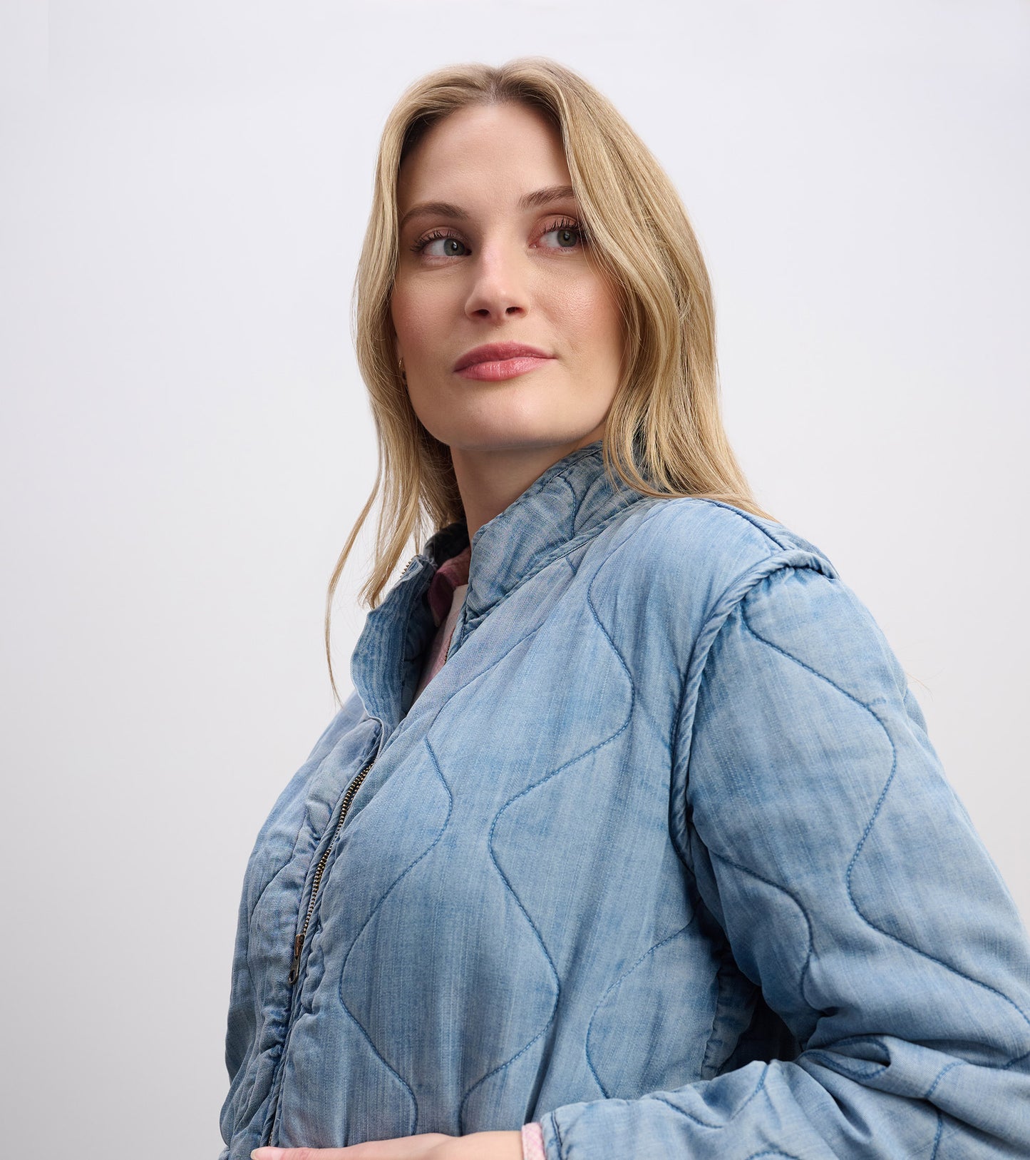 Quilted Tencel Jacket - Washed Blue