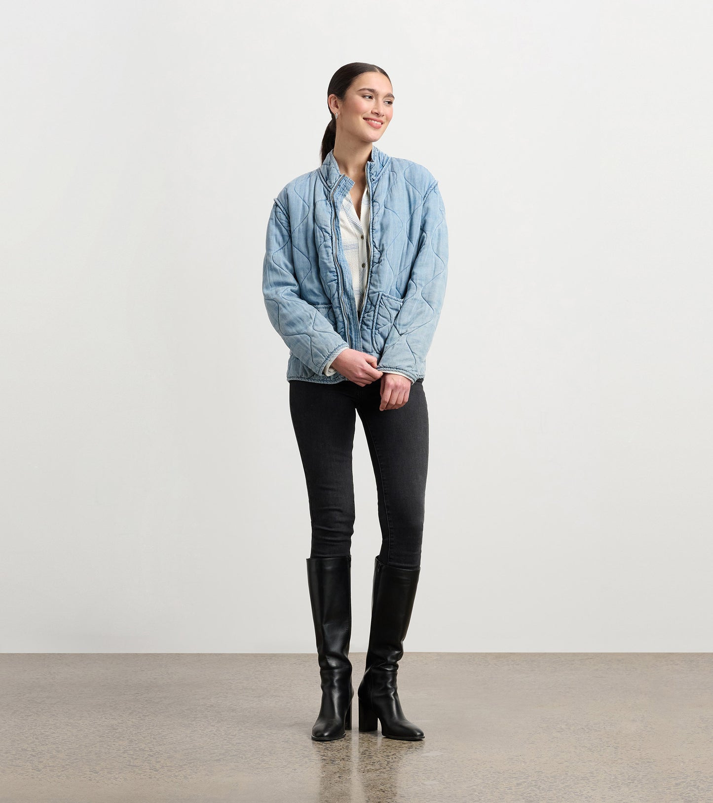 Quilted Tencel Jacket - Washed Blue