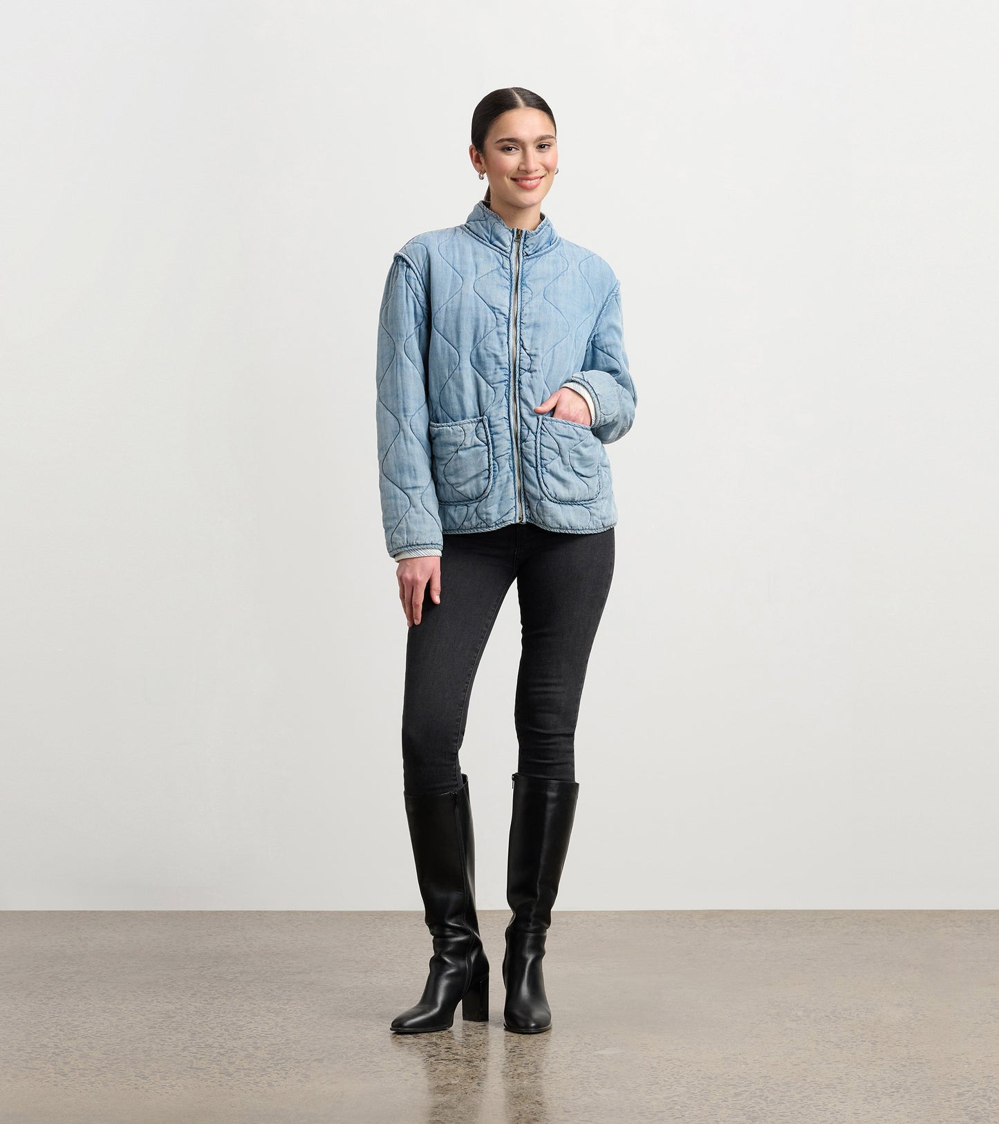 Quilted Tencel Jacket - Washed Blue