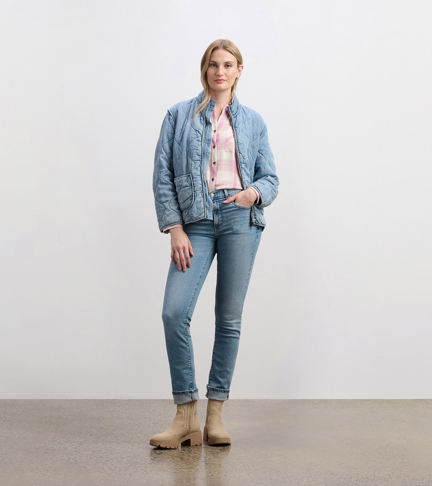 Quilted Tencel Jacket - Washed Blue