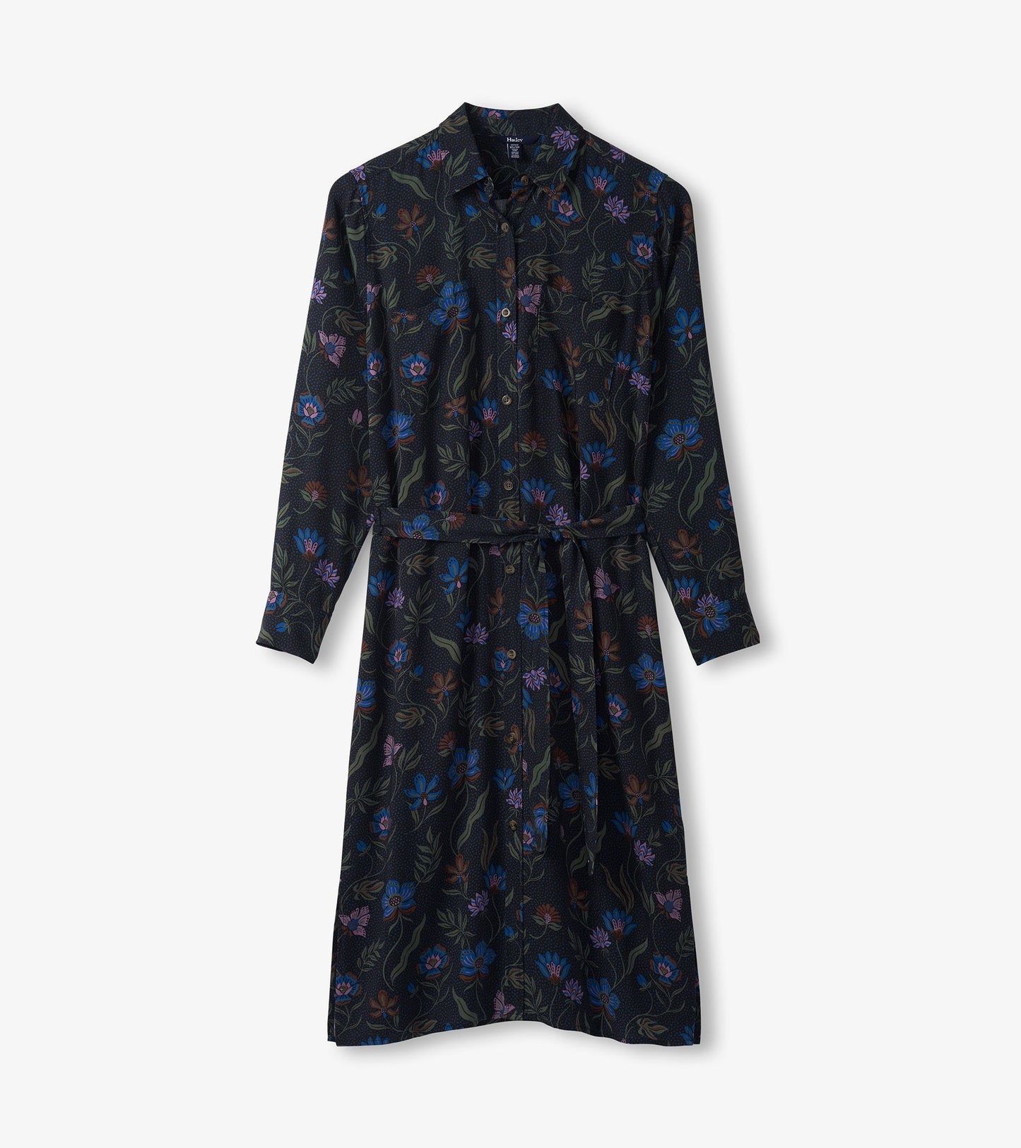Emma Midi Shirt Dress - Dark Floral