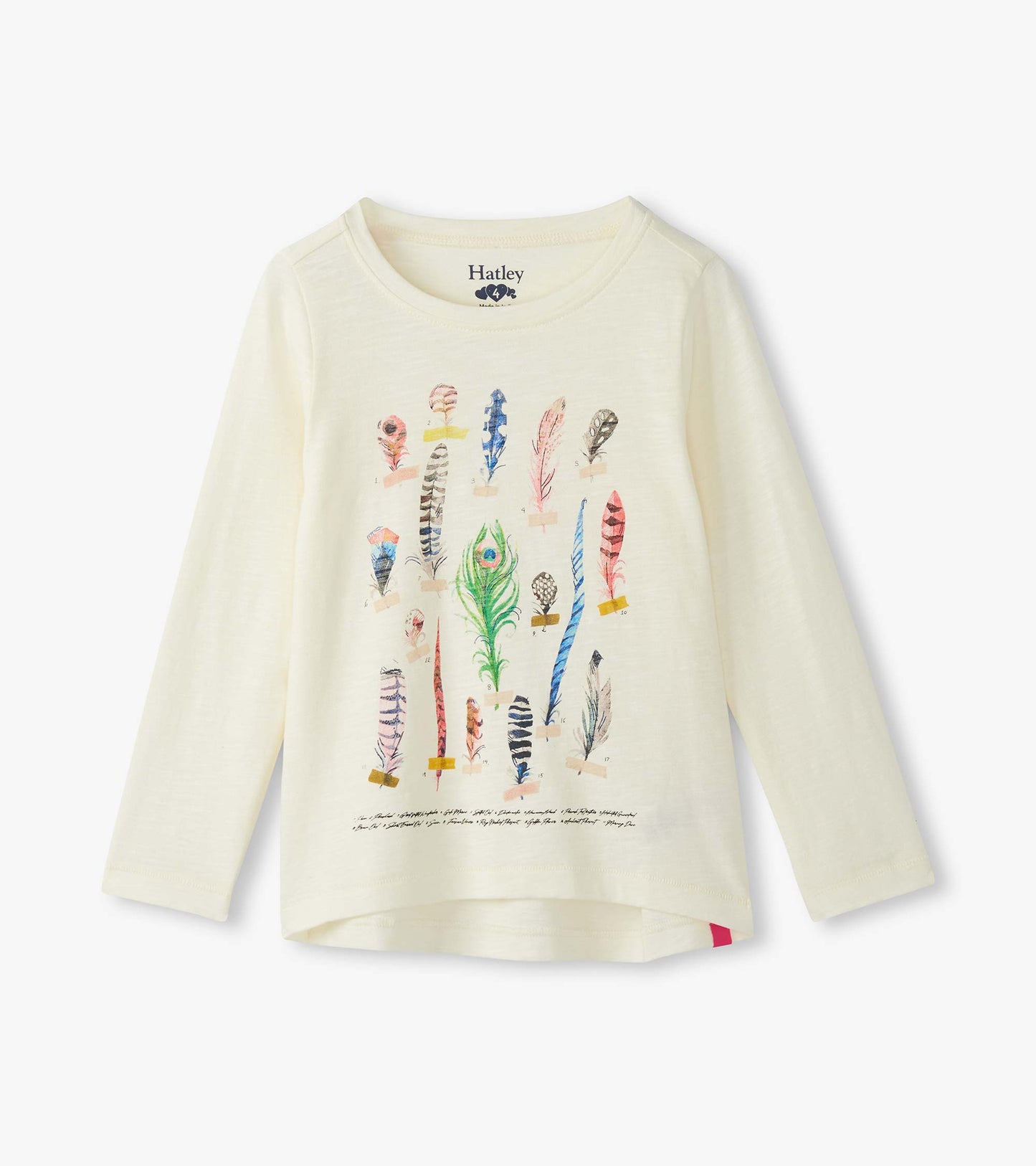 Girls Feathers Long Sleeve Graphic Tee
