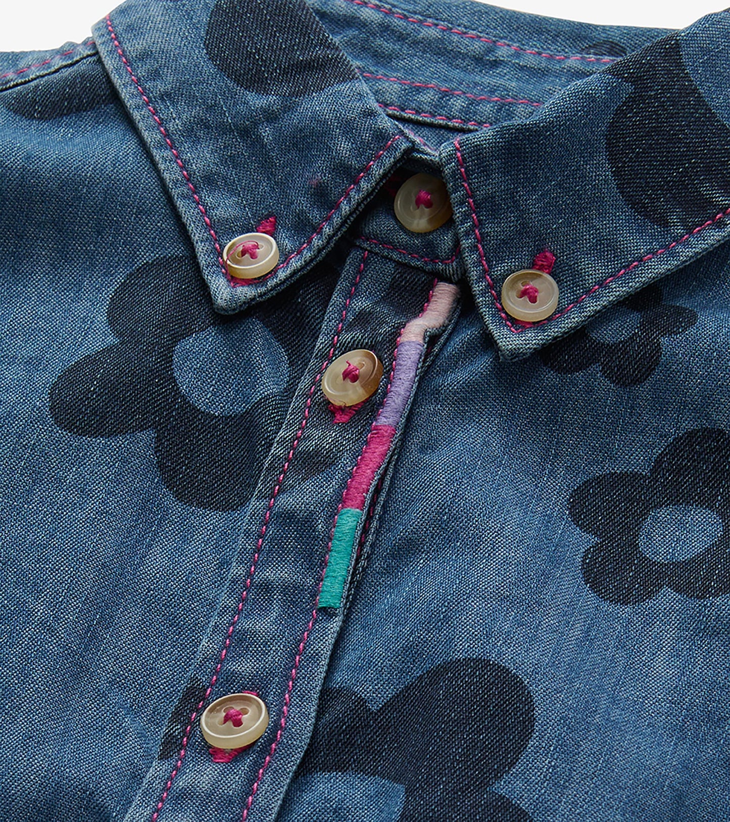 Robe en denim à grandes fleurs évasée à ceinture – Filles