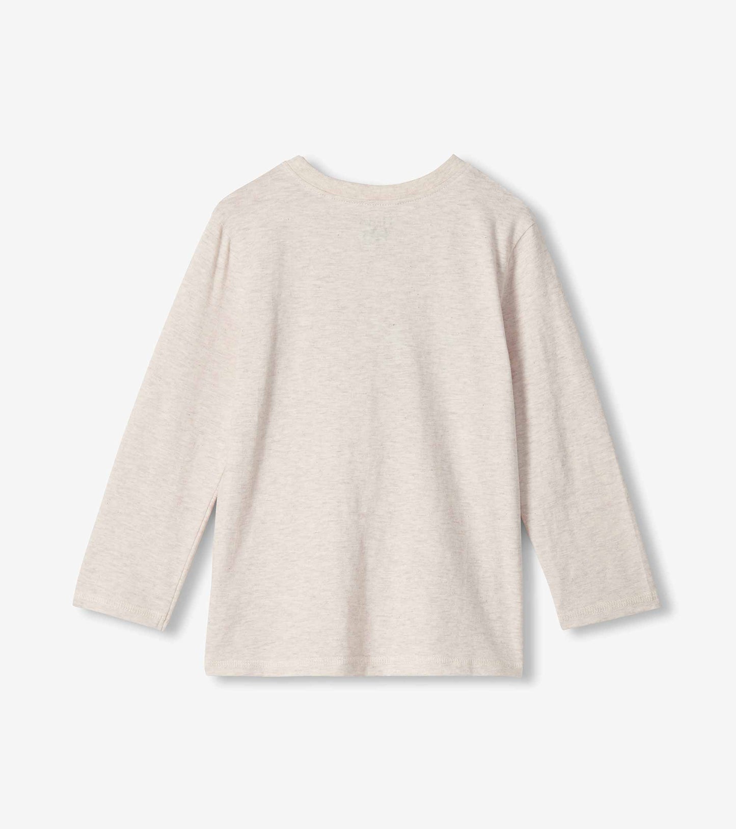 Back view of oatmeal marl boys long-sleeve crew neck T-shirt