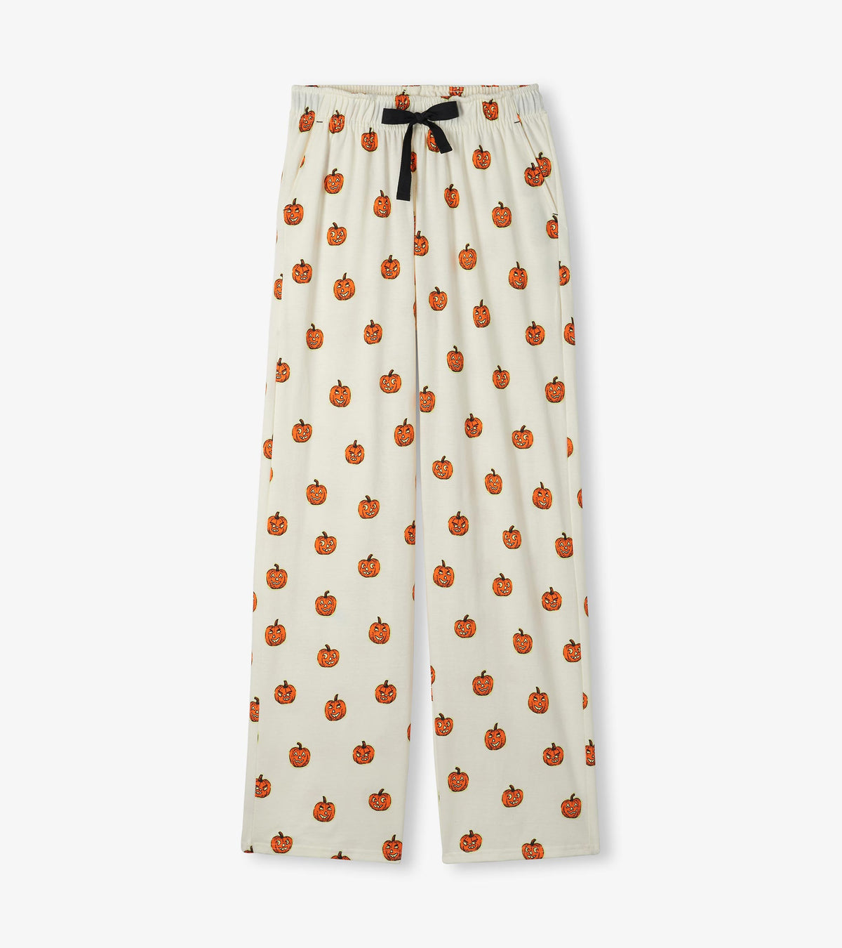 Pyjama 2 pièces à imprimé citrouilles d'Halloween boutonné – Femme