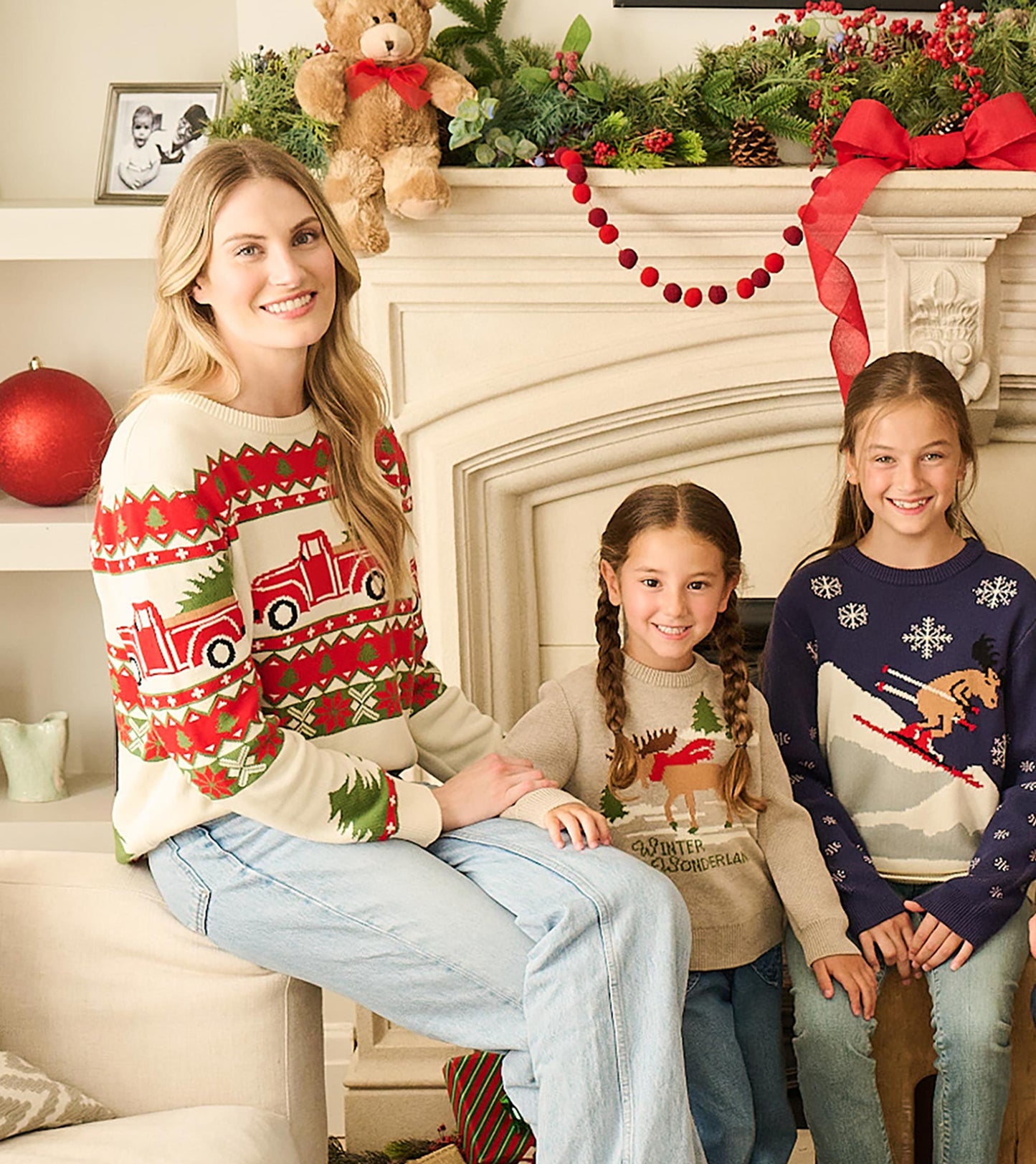 Adult Red Truck Hauling a Tree Holiday Sweater