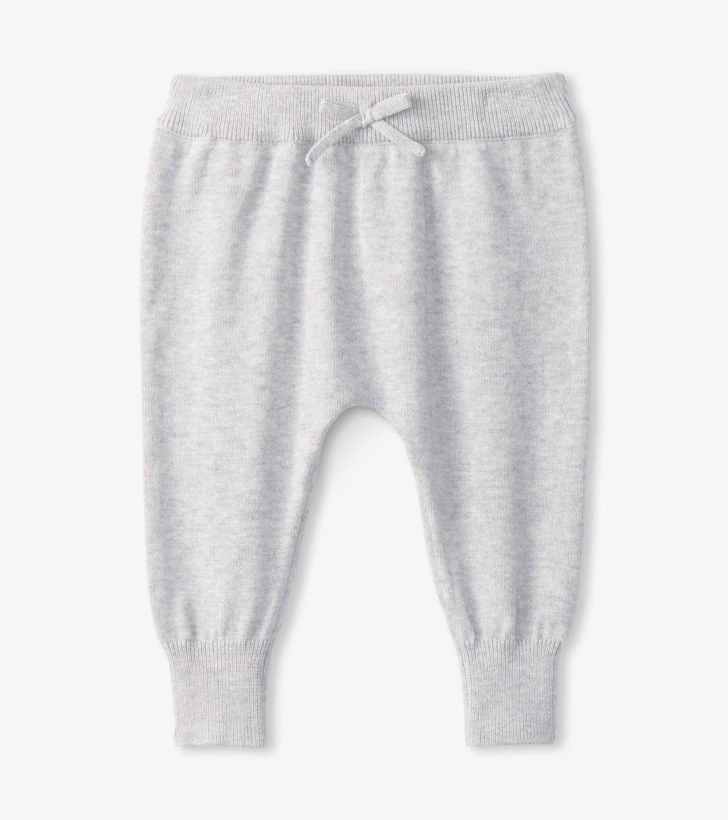 Light gray pullover sweater and matching pants set for baby boys, featuring a soft knit material and elastic waistband.
