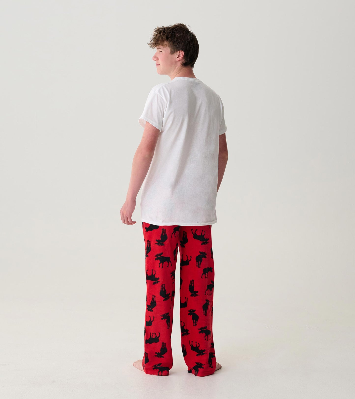 Adult Moose on Red Polar Pants