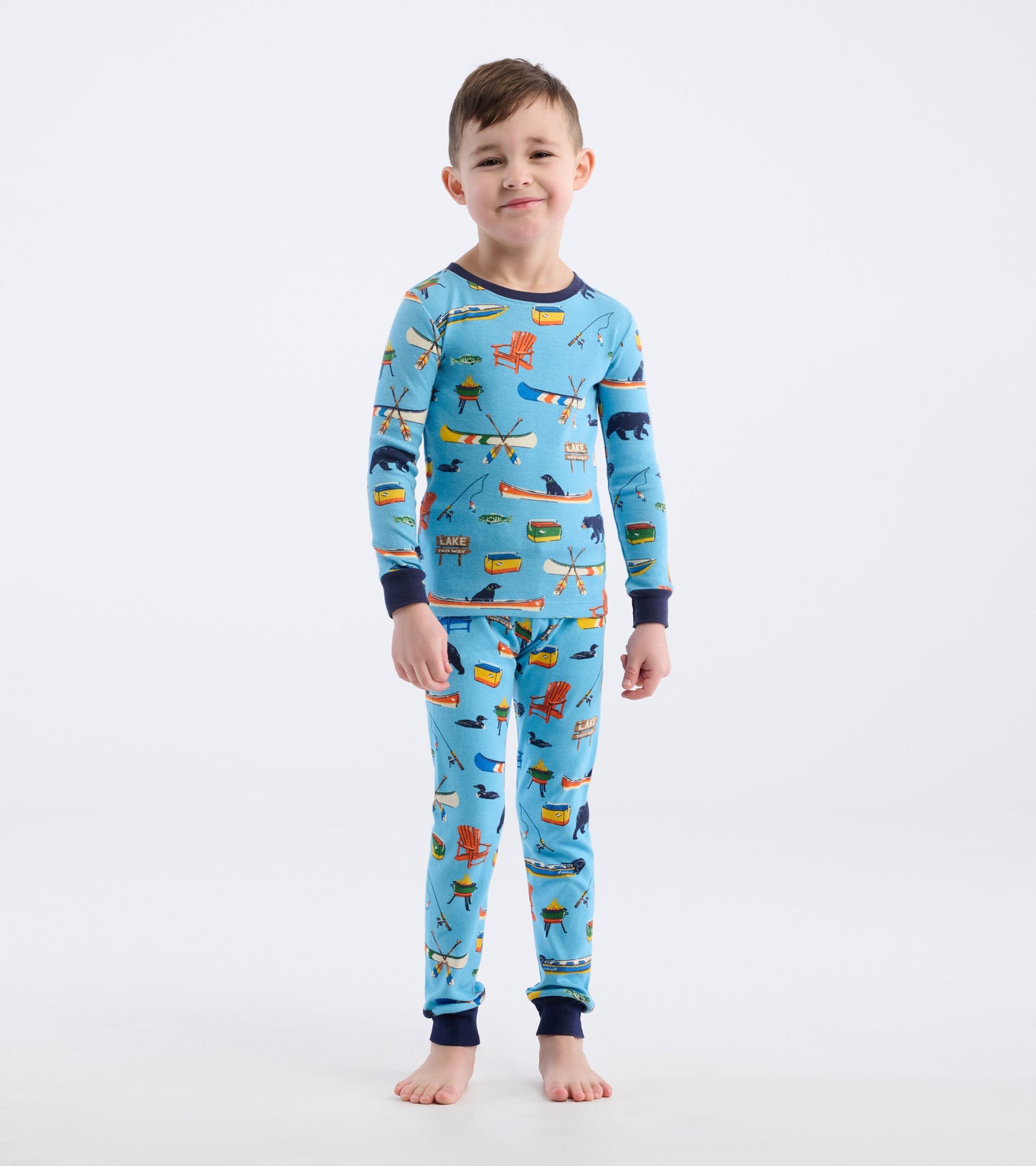 Pyjama pour enfant – Sur le lac, fond bleu