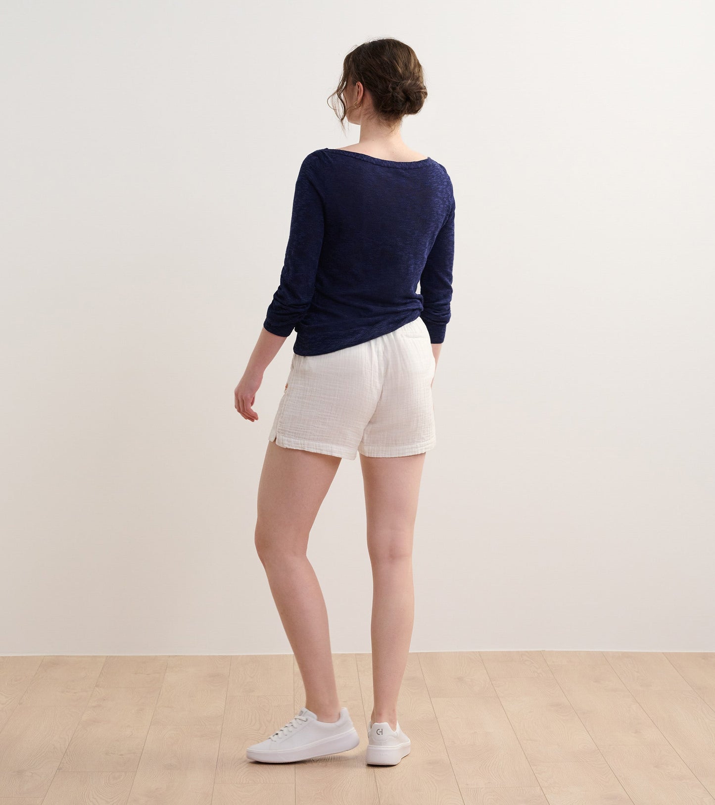 Chandail breton en tricot à manches 3/4 – Bleu marine