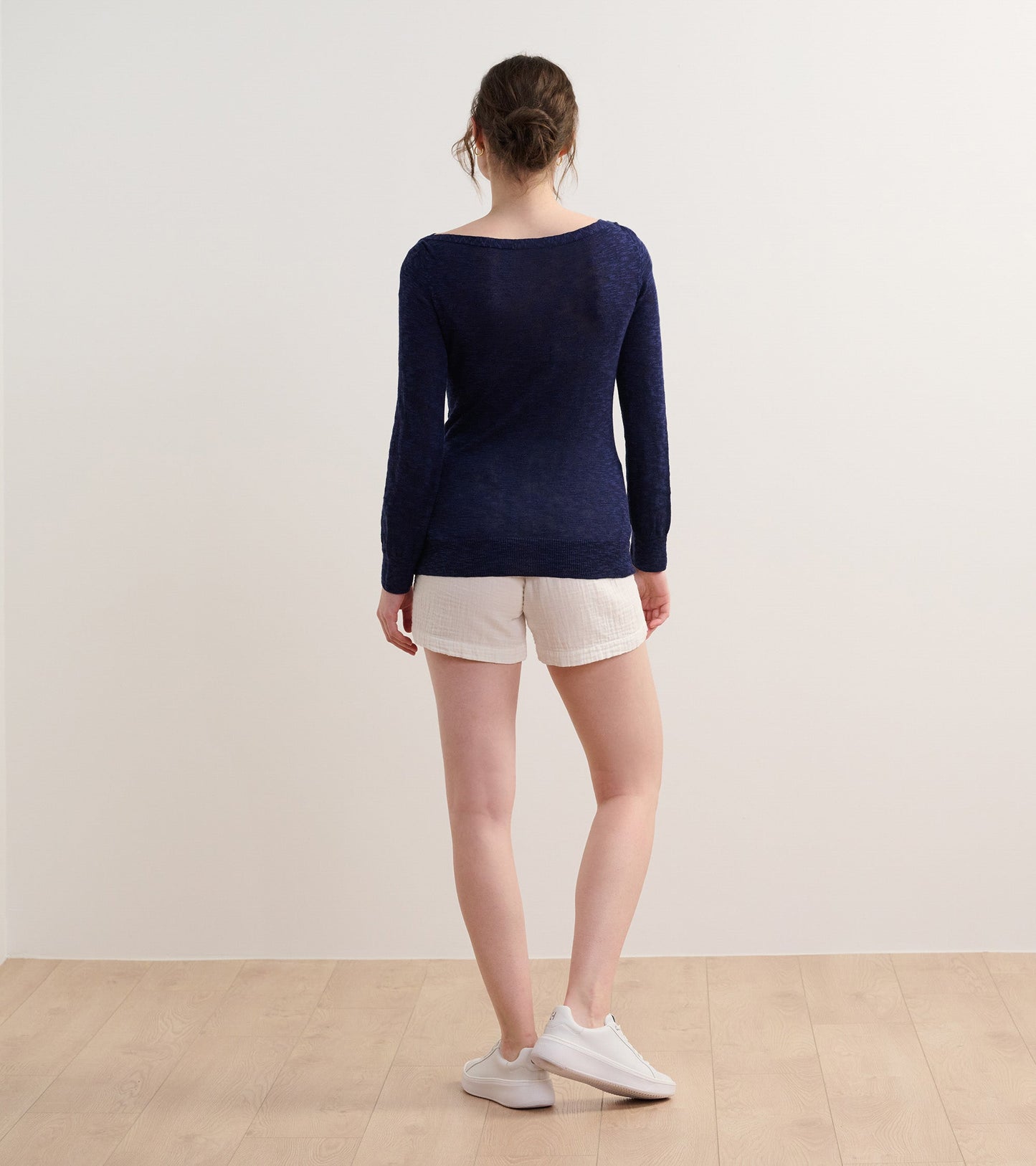Chandail breton en tricot à manches 3/4 – Bleu marine