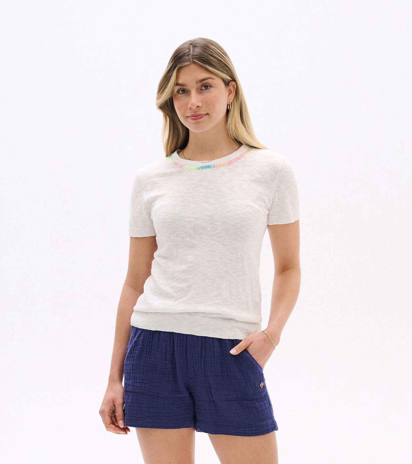 T-shirt en tricot Simone – Blanc