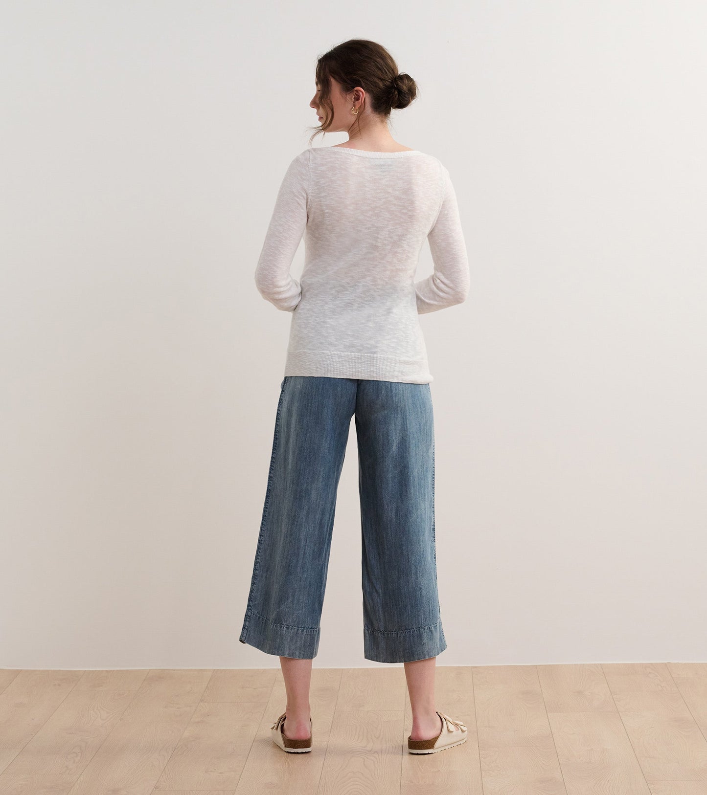 3/4 Sleeve Knit Breton - White