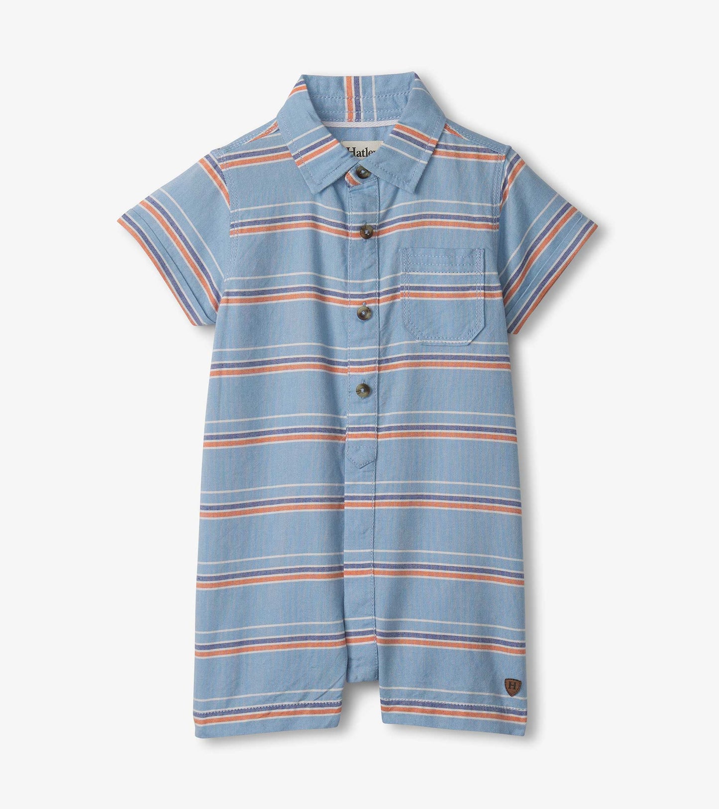 Baby & Toddler Boys Striped Blue Woven Romper