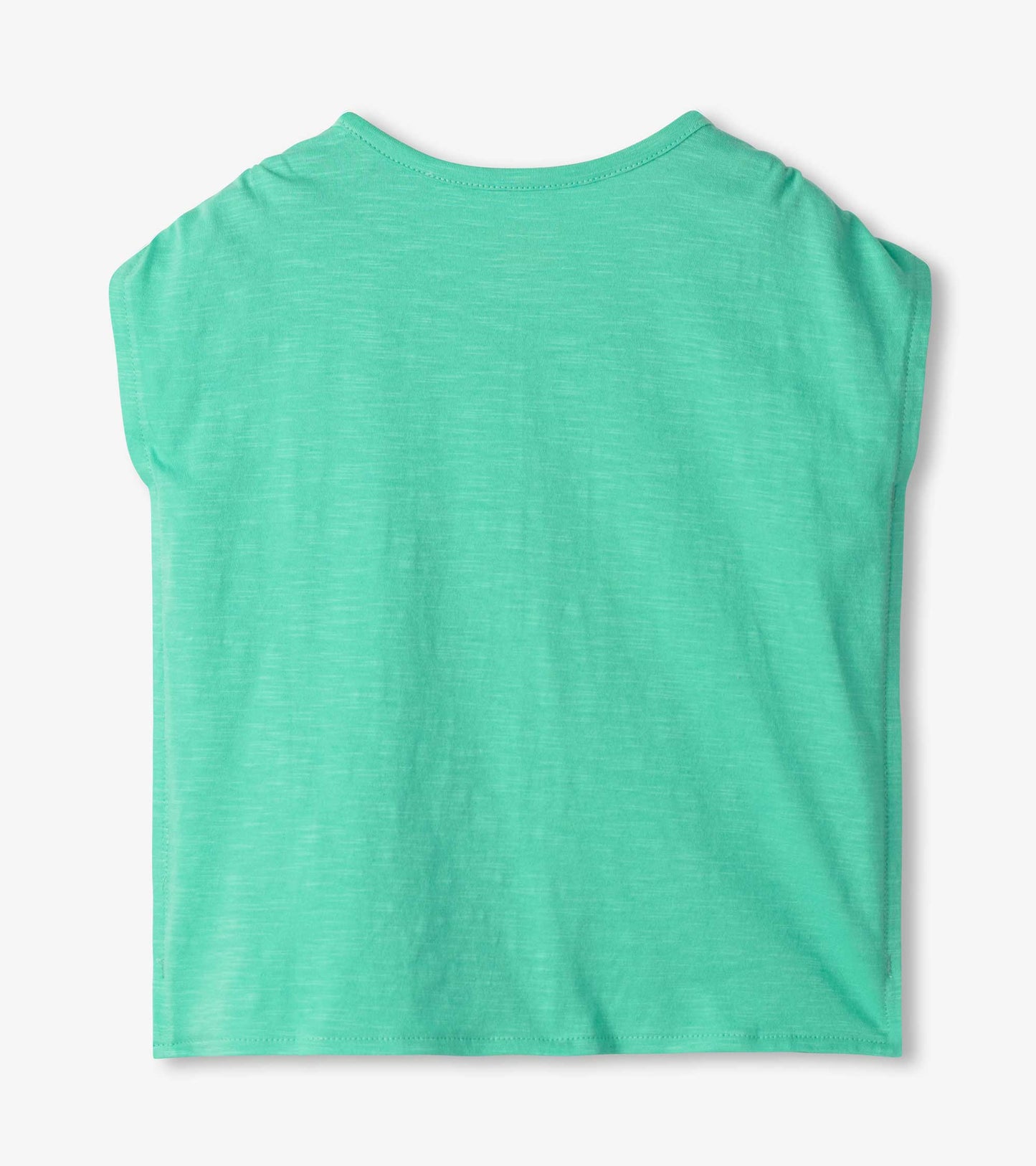 Light green cinched shoulder top with a relaxed fit and soft texture, suitable for casual wear.