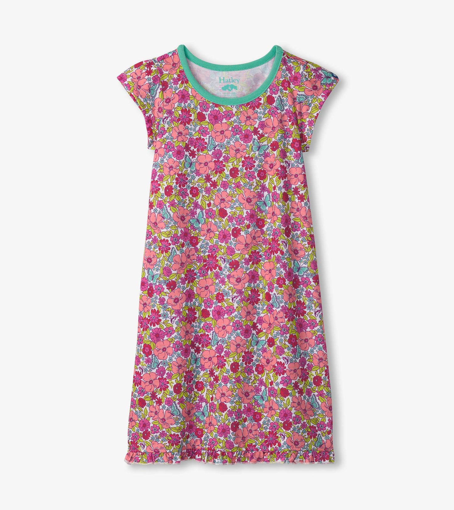 Chemise de nuit à ourlet volanté – Fleurs stylées