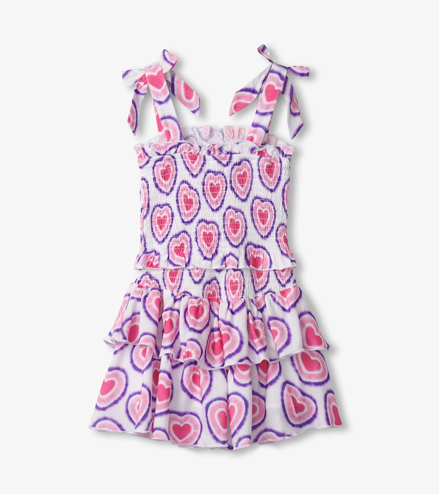 Girls Glowing Hearts Smocked Angel Dress