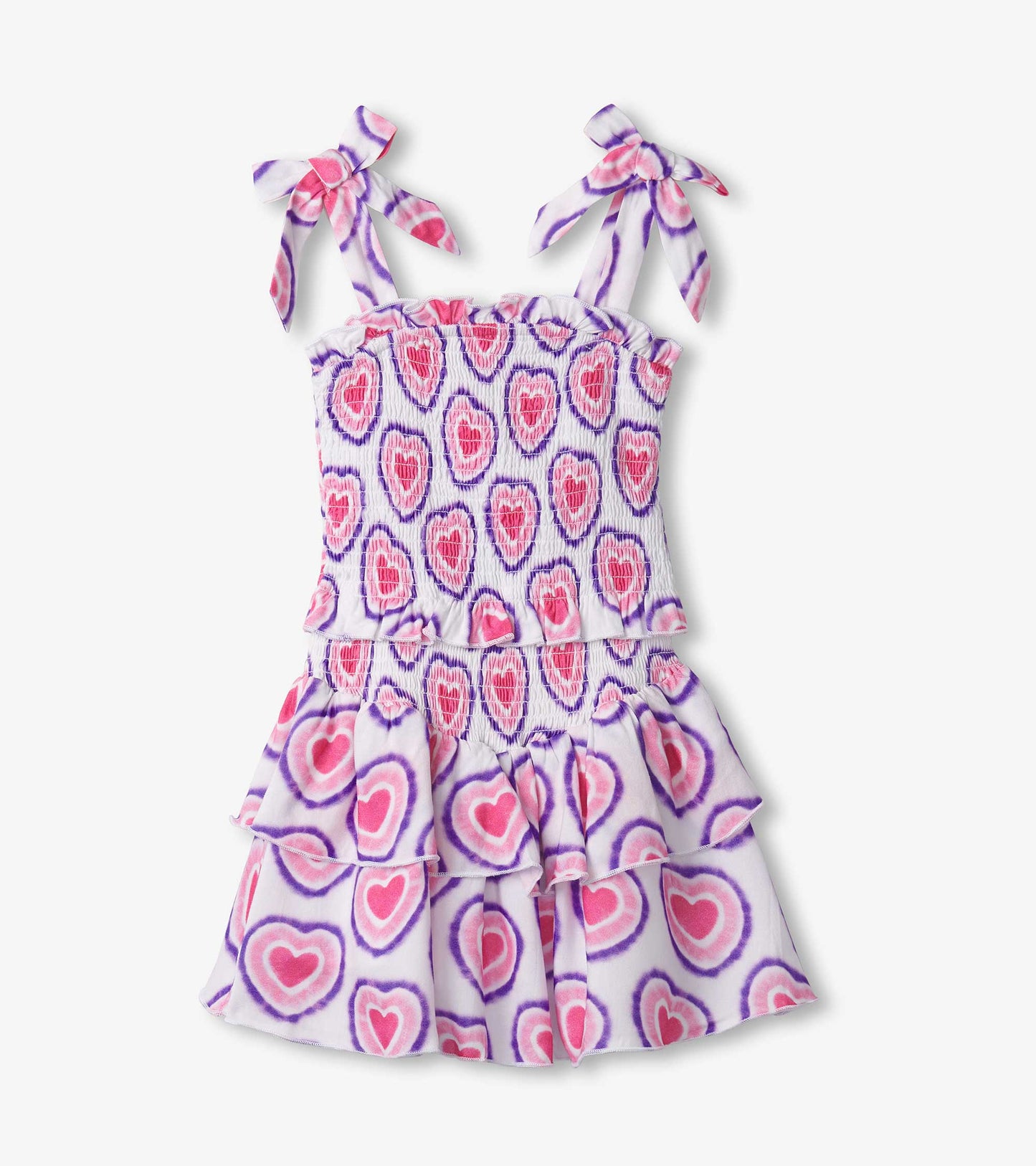 Girls Glowing Hearts Smocked Angel Dress
