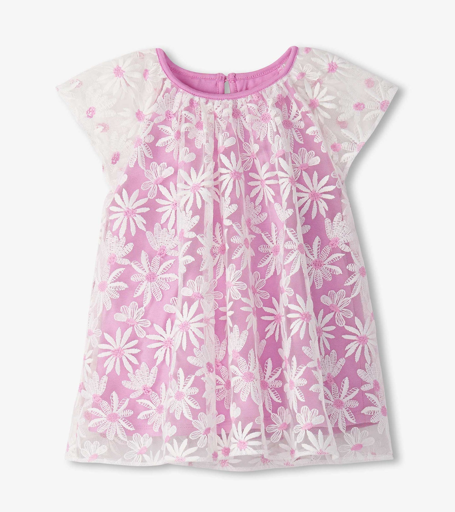 Robe en tricot à tulle superposé – Marguerites lilas