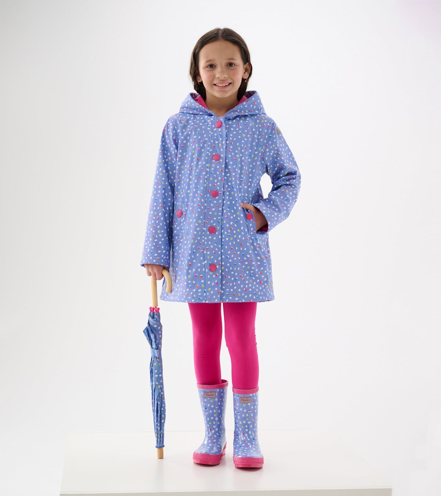 Girls Lots of Dots Button-Up Rain Jacket